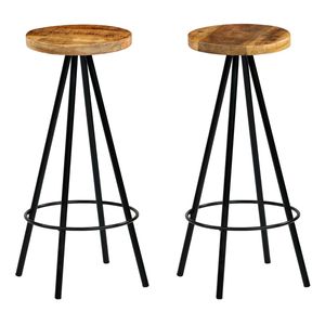 Ensemble de 2 tabourets de bar en bois naturel et noir - Product Image 1