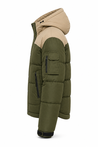 Factory Direct Winter Puffer Jacket Contrast Shoulder Design Warm Insulation Custom Embroidered Badge OEM D <b>Ring</b> Utility Detail - Product Image 2