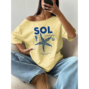 Women Summer Loose Neck Cocktail Fruit Orange <b>Y2K</b> Graphic Oversized T-<b>Shirt</b> - Product Image 3