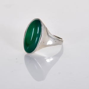 Natural Green Onyx Oval Cabochon Signet <b>Ring</b> for <b>Men</b> Handmade Custom 925 Sterling Silver Gemstone <b>Ring</b> - Product Image 2