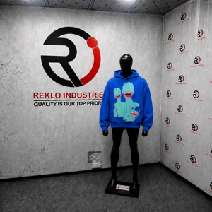 Sudadera con Capucha Moderna con Estampado Gráfico de Monstruo Azul, Diseño Alienígena, Corte Holgado Informal, Logotipo Frontal, Manga Regular, Algodón Tejido, Otoño - Product Image 3