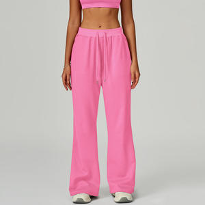 Pantalones de chándal holgados de color liso con cordón para mujer, joggers de pierna recta, pantalones deportivos oversize para mujer - Product Image 2
