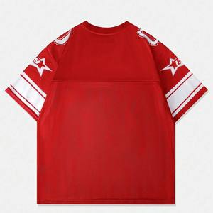 Camiseta de Fútbol Americano para Hombre, Roja Sólida, 240gsm, Malla, Cuello en V, Ropa Deportiva de Equipo, Número Personalizado, Sublimación, Suministro al por Mayor OEM - Product Image 2