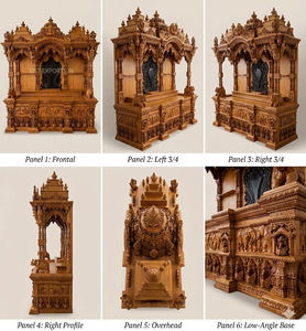 Custom Made Hand Carved Teak Wood Indian Temple Home Decor Traditional Design <b>Mandir</b> California - Product Image 6