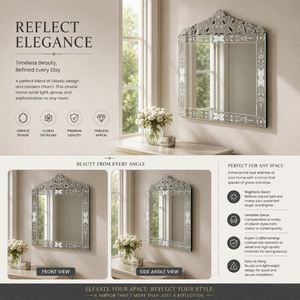 Premium Vintage Venetian Baroque Wall <b>Mirror</b> | Antique Style Luxury Decorative Glass <b>Mirror</b> for Home Interior Decor - Product Image 3
