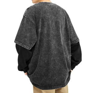Camiseta de Moda Urbana para Hombre, Estilo Casual, de Algodón Premium, con Doble Manga Larga y Lavado Ácido Desgastado - Product Image 6