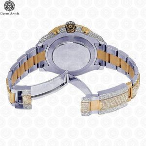 Montre de luxe Charm_Jewells en acier inoxydable, cadran 40 mm, chronographe mécanique analogique, lunette sertie de diamants, bracelet unisexe tendance, 10 bars - Product Image 5