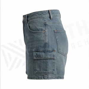 Jupe-short légère en maille bleu marine pour femme avec bordure en dentelle blanche, fermeture à cordon, coupe ajustée, taille basse élastique, 100 % polyester - Product Image 2