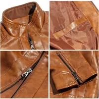 Nouvelle veste décontractée pour homme à col montant, en cuir de mouton lavé, grande taille, avec fermeture éclair, prix de gros