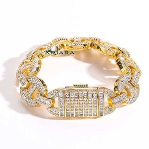 Bracelet chaîne en argent S925 pour homme avec moissanite, coupe Buggat, sertissage pavé, luxe, plaqué rhodium, pour usage quotidien - Product Image 2