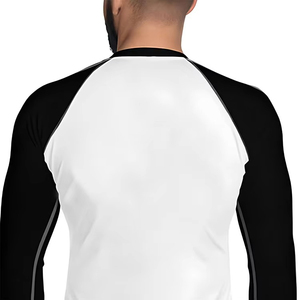 <b>Men's</b> Full Sleeve Rash Guard White Black Color Blocked Quick Dry Nylon Polyester UPF50+ Anti-Bacterial Swim <b>Shirt</b> for Adults - Product Image 6