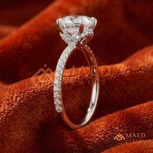 925 Sterling <b>Silver</b> Cushion Cut Engagement <b>Ring</b> with Pavé Band | Classic <b>Solitaire</b> Wedding <b>Ring</b> for Women - Product Image 2