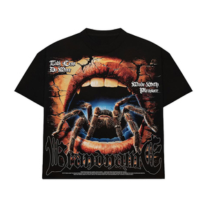 เสื้อยืดคอตตอนเจอร์ซีย์หนานุ่มสไตล์วินเทจสีดำฟอก  ลายกราฟิกประดับคริสตัล  งานพิมพ์ DTG ระบายอากาศได้ดี แขนสั้น - Product Image 1