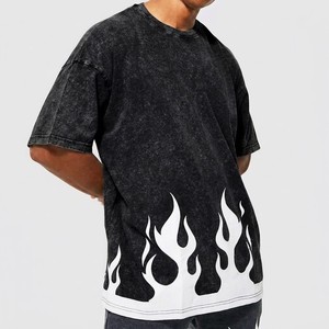<b>Mens</b> Oversized Solid <b>Silk</b> Screen Printed Eco-Friendly Breathable T-<b>Shirt</b> Acid Wash Black Cotton Casual Custom Logo - Product Image 3