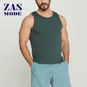 Débardeur côtelé de haute qualité, personnalisé, ajusté, en coton côtelé, pour hommes, pour la salle de sport, l'entraînement, le streetwear, t-shirt sans manches - Product Image 1