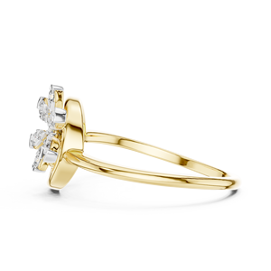 แหวนเพชรทรงกลมเจียระไนแบบบริลเลียนท์  แบบดอกไม้  ทองคำ 14K 18K สีเหลือง  DEF VVS  แหวนแต่งงานคลาสสิก ขายส่ง - Product Image 5
