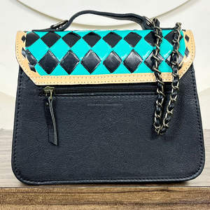 New Arrival 2026 Genuine Cowhide Leather Crossbody Sling <b>Bag</b> Checkered Pattern Shoulder Purse with Chain Strap Stylish & Durable - Product Image 5