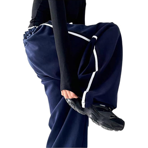 Men's Navy <b>Harem</b> Pants Elastic Waist Drawstring Side Pockets Casual Knitted Midweight Breathable Autumn Style - Product Image 5