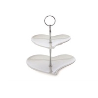 Support à gâteau en bois à 2 niveaux, design moderne et antique, fait main, de couleur naturelle, pour la présentation de desserts et de fruits, idéal pour la table à manger