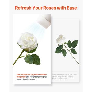 Realistico 60 pz fiori artificiali rose bianche Bouquet per decorazioni per la casa di natale - Product Image 5