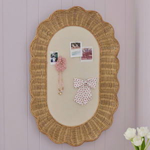Boutique Style Handwoven Rattan Scalloped Wall <b>Hanging</b> <b>Mirror</b> For Bedroom And Living Room For Interior Decoration - Product Image 3