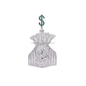 Colgante de Bolsa de Dinero con Diamante Moissanite VVS en Plata de Ley 925, Joyería Hip Hop - Product Image 1