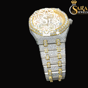 Esfera analógica cuadrada con calendario completo, totalmente automático, movimiento suizo ETA, ropa de fiesta, diseño de cebra, reloj Moissanite de alta calidad - Product Image 1
