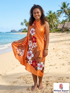 Paréo Hawaïen en Satin Tissé, Sarong Polynésien Imprimé Floral, Vêtement de Plage Léger, Couverture d'Été, Fabrication Personnalisée - Product Image 6