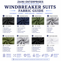 Survêtement de sport en microfibre de polyester 140 GSM de qualité supérieure pour homme, coupe-vent, design à panneaux bleus, logo personnalisé imprimé, OEM ODM