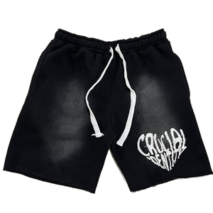 Short de Sport en éponge française été plage Fitness décontracté doux respirant toile taille moyenne imperméable fermeture à cordon - Product Image 1