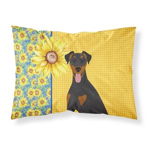 ปลอกหมอนศิลปะตกแต่งลายดอกทานตะวันฤดูร้อนหูธรรมชาติสีดำน้ำตาล Doberman pinscher มาตรฐานน้ำหนักเบาตกแต่งซุปเปอร์อ่อน - Product Image 1