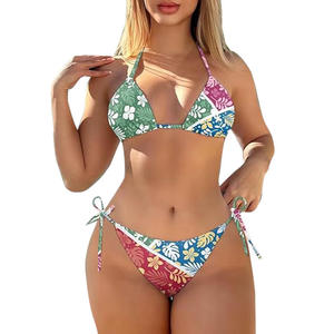 Ensemble bikini côtelé premium pour femme, maillot de bain deux pièces, dos nu à nouer, pour la plage, les vacances, la mode estivale et les stations balnéaires - Product Image 1