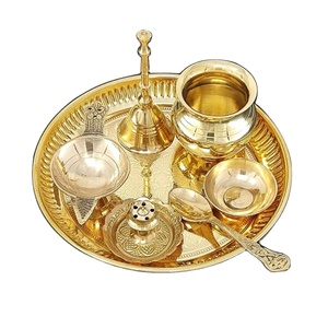 Accessoires Pooja en laiton de luxe coffrets cadeaux luxueux décoratifs artisanat doré 100% laiton Diwali Pooja article coffrets cadeaux - Product Image 1