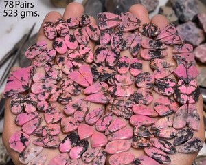 Par de Cabujones de Rodonita Natural Pulidos, Piedras Preciosas Sueltas, Juego Combinado de Varias Formas, Piedra Semipreciosa para Joyería - Product Image 2