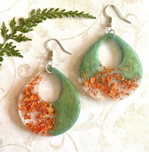 Epoxy <b>Resin</b> With Gold Foil Earring For Party Event Festive Women Trending Party Statement Jewelry Acrylic Lucite Dangle Earring - Product Image 5