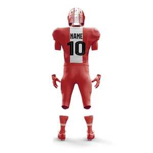 Uniforme de Fútbol Americano Personalizado Rojo y Blanco con Cuello en V, Manga Corta, Transpirable, con Impresión por Transferencia de Calor, Ajustado para Hombre - Product Image 4