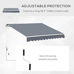 Tenda da Sole Retrattile Manuale 3x2,4m Grigio Scuro per Patio, Protezione UV, Apertura Facile con Manovella, Antivento, 5m per Terrazze - Product Image 4