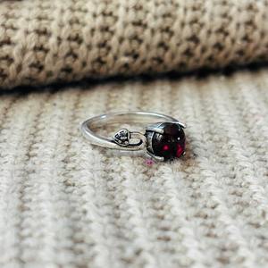 Boho Garnet Mushroom Brass <b>Ring</b> Silver Plated Dainty <b>Statement</b> Wholesale <b>Ring</b> For Women - Product Image 6