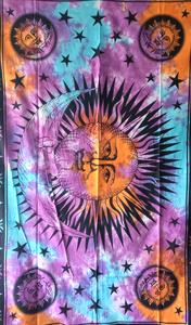 Tapiz de algodón con estampado floral, tamaño individual, con diseño de sol y luna, para decoración del hogar, tapiz étnico para colgar en la pared, de consignantes indios. - Product Image 5