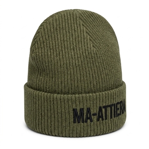 Gorro de Punto Acanalado Verde Oliva con Puño, Gorro Cálido de Invierno con Logotipo Bordado Personalizado - Product Image 4