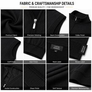 Gilet de golf personnalisé pour homme, col zippé, sans manches, pull-over, OEM ODM, marque privée, fabricant de vêtements en gros, écologique - Product Image 4
