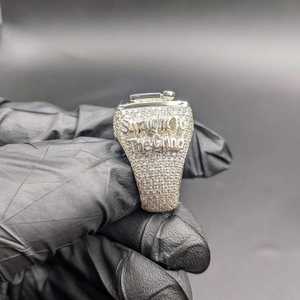 Anillo Personalizado con Iniciales, Plata 925, Moissanita, Engaste Pavé, Estilo Cóctel, Hip Hop, Anillo de Sello para Hombre - Product Image 6