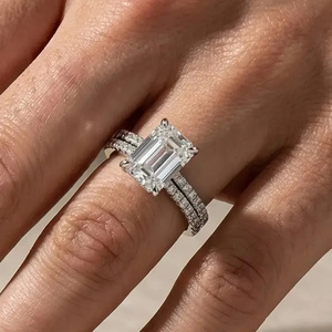 Trendy Design 925 Moissanite Cut Engagement <b>Ring</b> Sterling <b>Silver</b> VVS Clarity 3.5 Carat 4 Prong Setting Gold Plated Pave <b>Stack</b> - Product Image 6