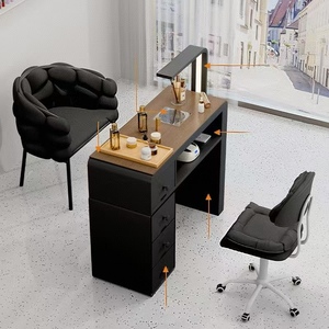 Table de manucure moderne en bois pour salon de beauté, poste de travail facile à nettoyer, écologique, mobilier commercial de beauté - Product Image 4