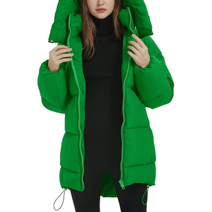 2026 High Quality OEM ODM <b>Women's</b> Long Hooded Puffer <b>Coat</b> Solid Color Zipper Closure Full Sleeve Winter Warm Thick Outerwear - Product Image 4