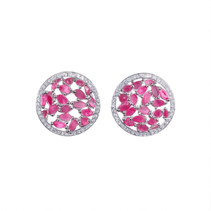 Emerald Stud Earrings in Rose Gold and Rhodium Plated Bezel Setting - Product Image 2