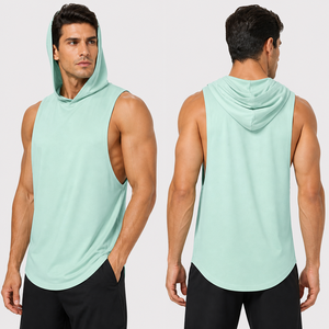 Camiseta sin mangas con capucha para hombre, tela transpirable de primera calidad, corte deportivo elegante, perfecta para el gimnasio o uso casual, mantente fresco y a la moda. - Product Image 1