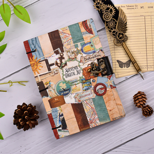 A5 Vintage Travel Collage Handmade Paper Journal Notebook with Lock Closure | 100 Pages Premium Diary Retro Journey Theme Gift - Product Image 1