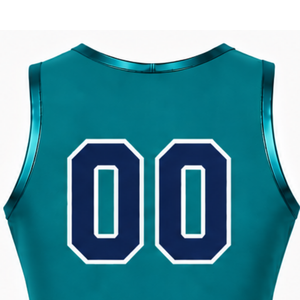 Maillot de cheerleading bleu sarcelle sans manches, coupe courte, respirant, uniforme sportif, tenue d'entraînement personnalisée pour équipe, vêtements de performance athlétique - Product Image 5