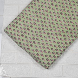 Premium Organic <b>Light</b> Green Kalamkari Hand Block Print Cotton Fabric Small <b>Leaf</b> Motif for Kurtis Dresses Cushions Craft B2B - Product Image 2